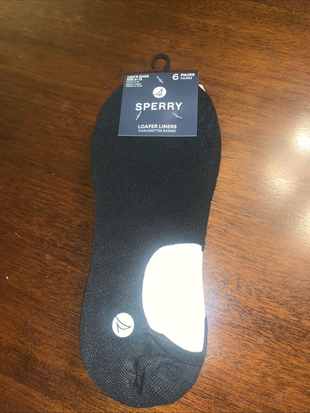New Sperry 6 Pairs Black Loafer Liners Socks Mens Size 6-12